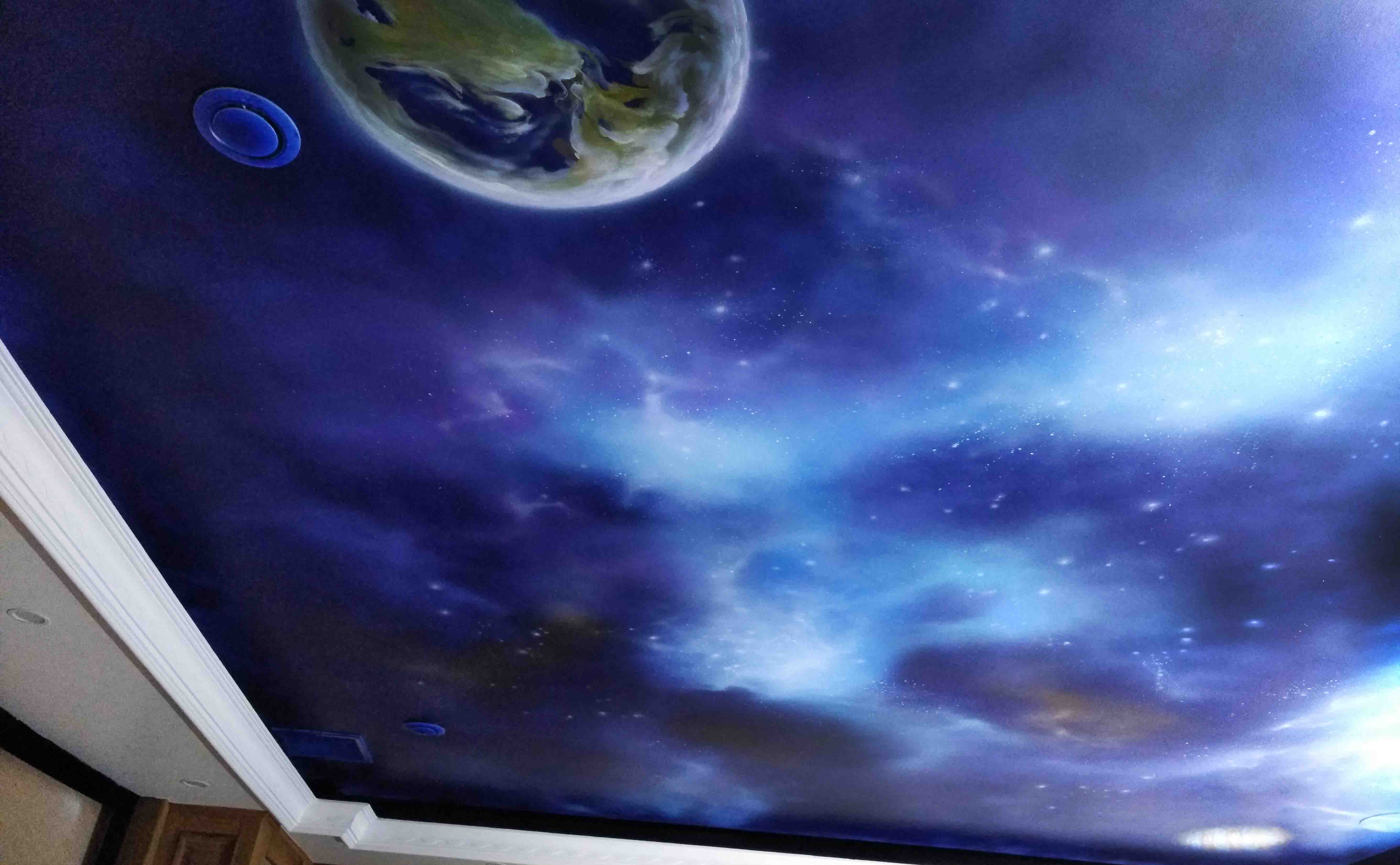 影视厅天花梦幻宇宙星空艺术彩绘壁画