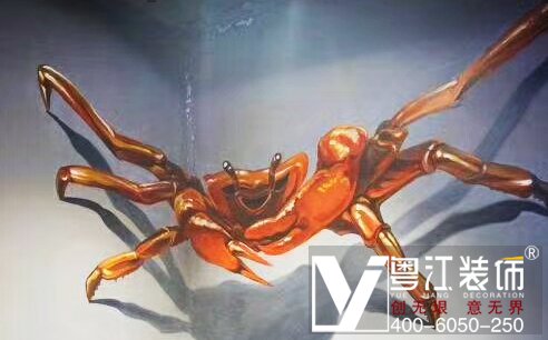 蟹蟹光临海底主题餐厅手绘墙