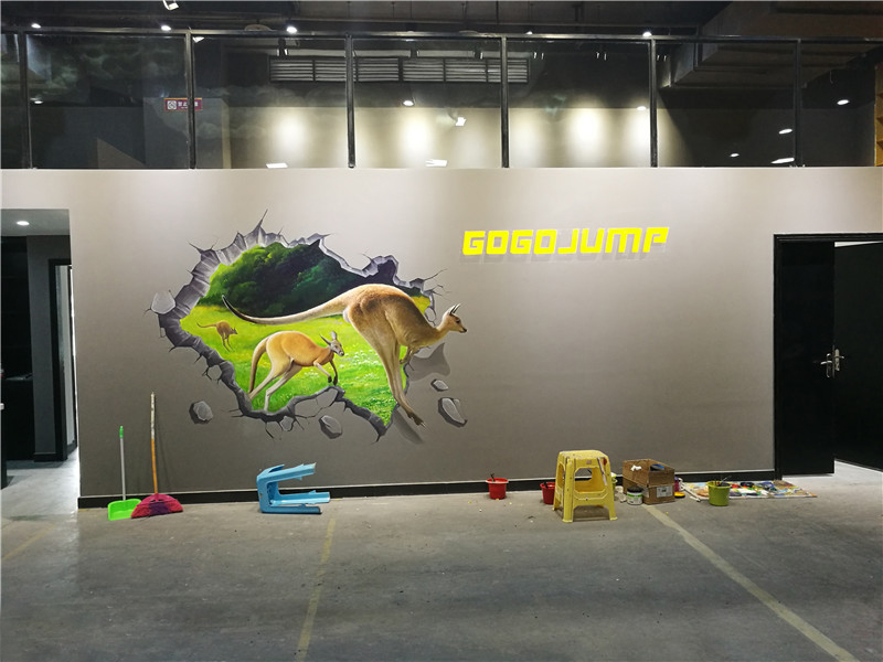 澳洲文化博物馆3D袋鼠彩绘跳出墙