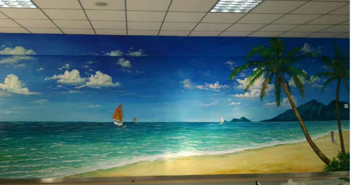海洋沙滩墙上彩绘