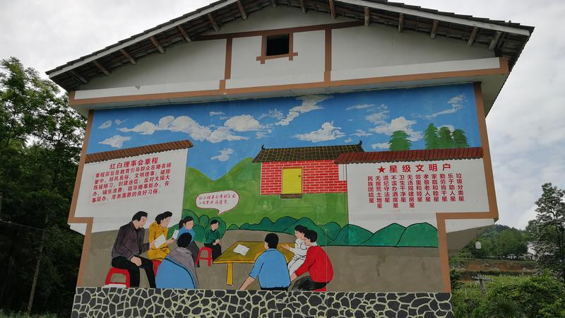 多彩墙绘把农村“五治”融入画里
